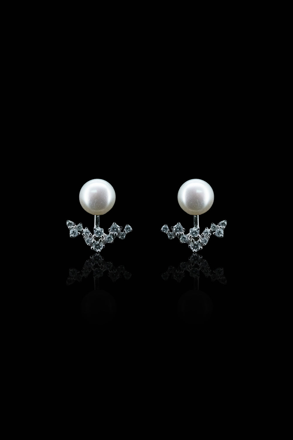 LVE039 TWO-WAY FLOWER PEARL EARRINGS
