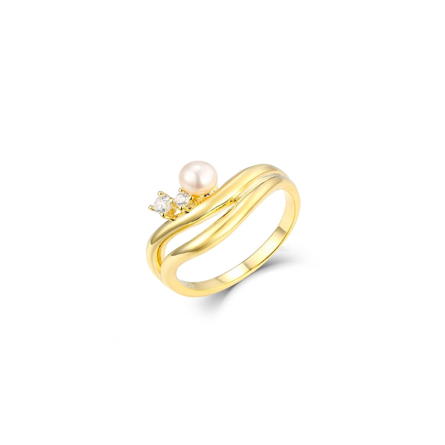 LVR043 Simle Pearl Cocktail Ring