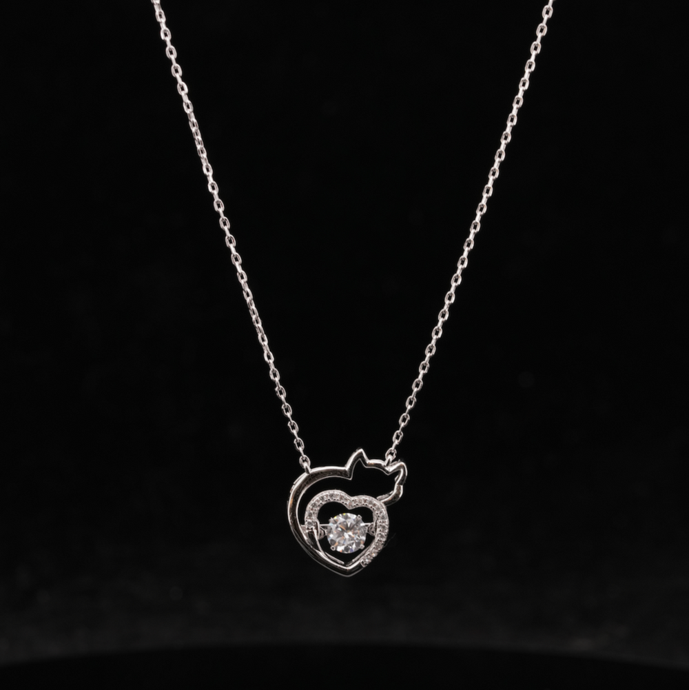 LVN040 COLLIER CŒUR CÂLIN CHAT