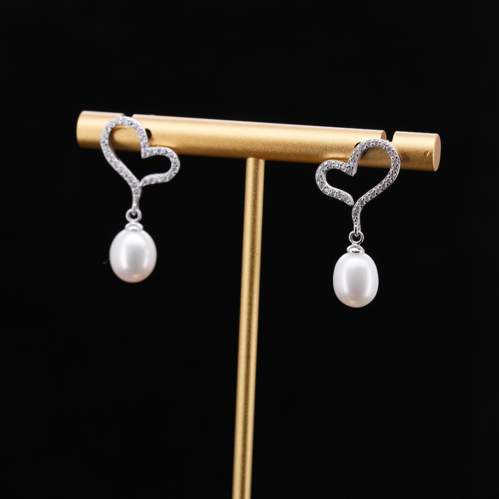 
                  
                    LVE042 ELEVATED HEART PEARL DROP EARRINGS
                  
                