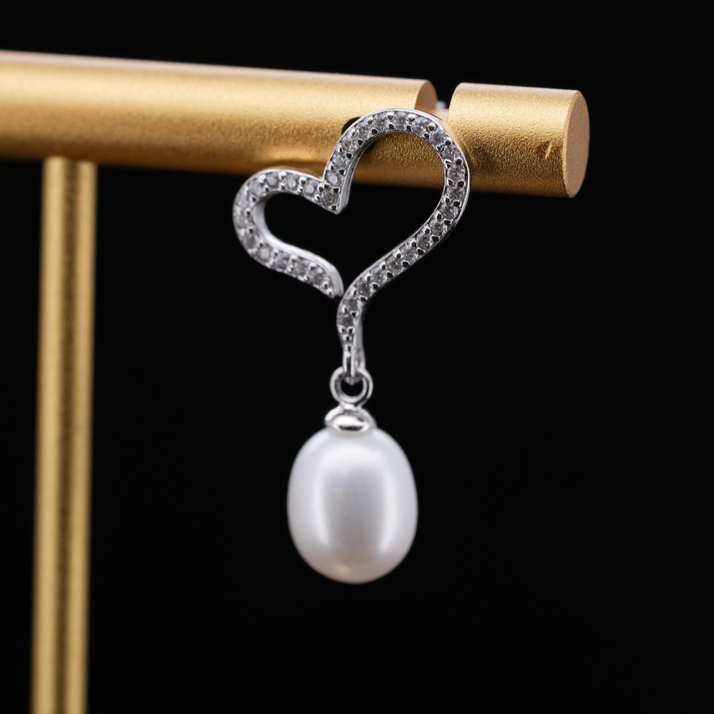 
                  
                    LVE042 ELEVATED HEART PEARL DROP EARRINGS
                  
                