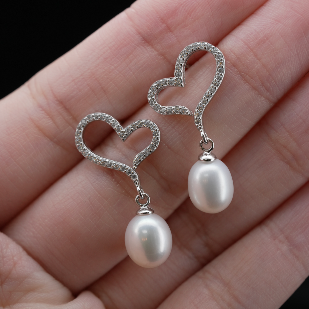 
                  
                    LVE042 ELEVATED HEART PEARL DROP EARRINGS
                  
                