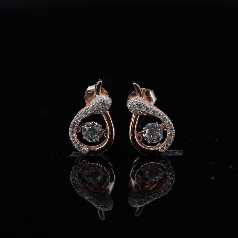 LVE028 SPARKLE CURVED DANCING STONE EARRINGS