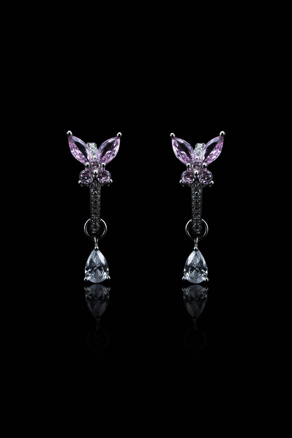 LVE023 TWO-WAYS BUTTERFLY HOOP EARRINGS