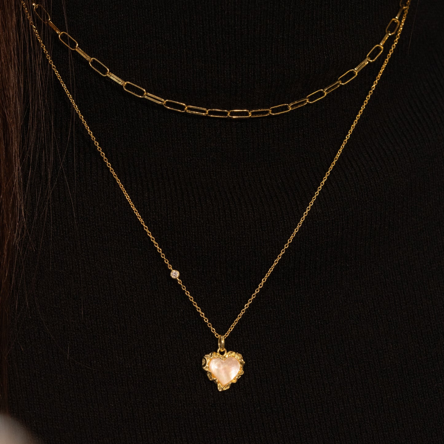 LVN053 Orphie Shell Heart Necklace