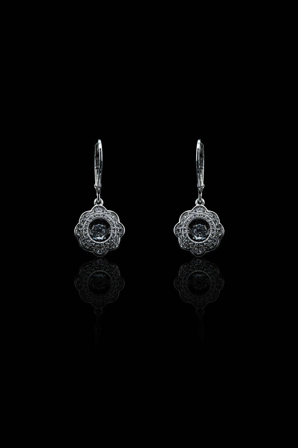 LVE029 SPARKLE FLOWER DANCING STONE DROP EARRINGS