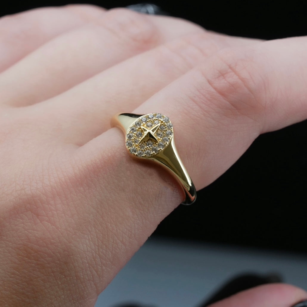 
                  
                    LVR040 SPARKLE STAR SIGNET RING
                  
                