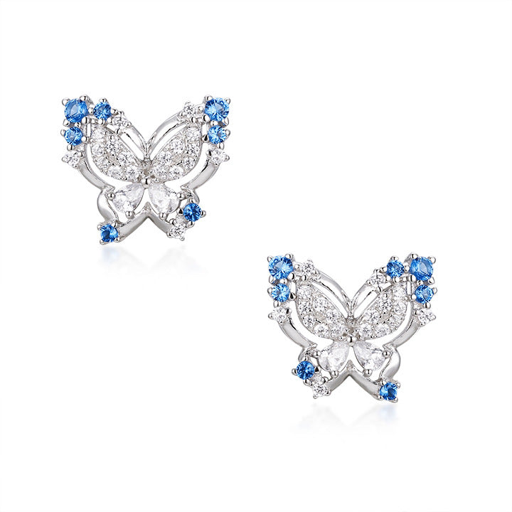 LVE021 Blue Sapphire Butterfly Earrings