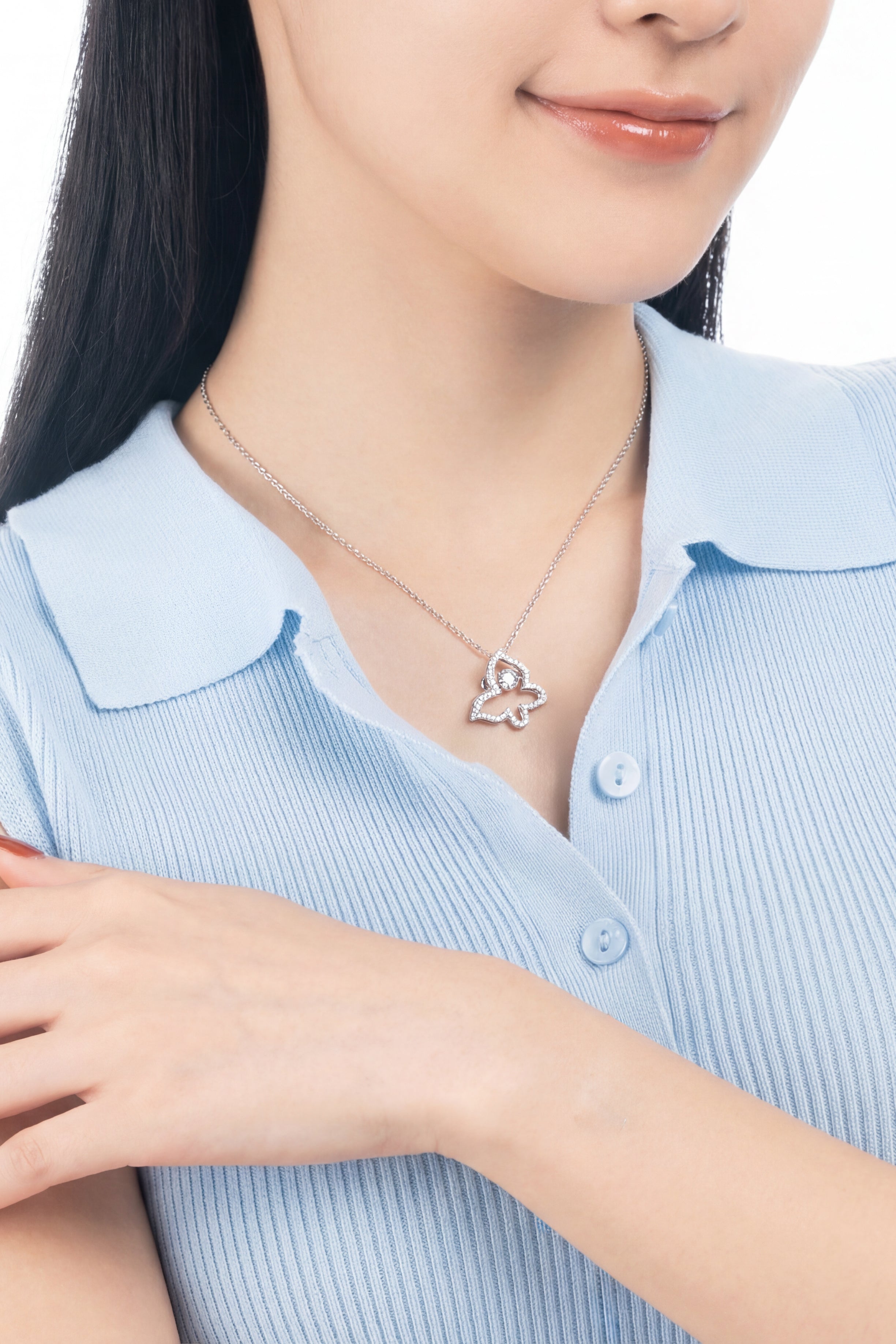 LVN039 BUTTERFLY DANCING STONE NECKLACE