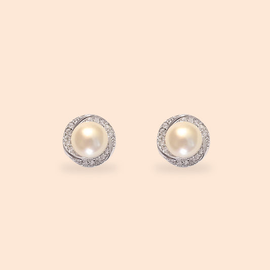 LVE002 Twist Shape Pearl Earrings