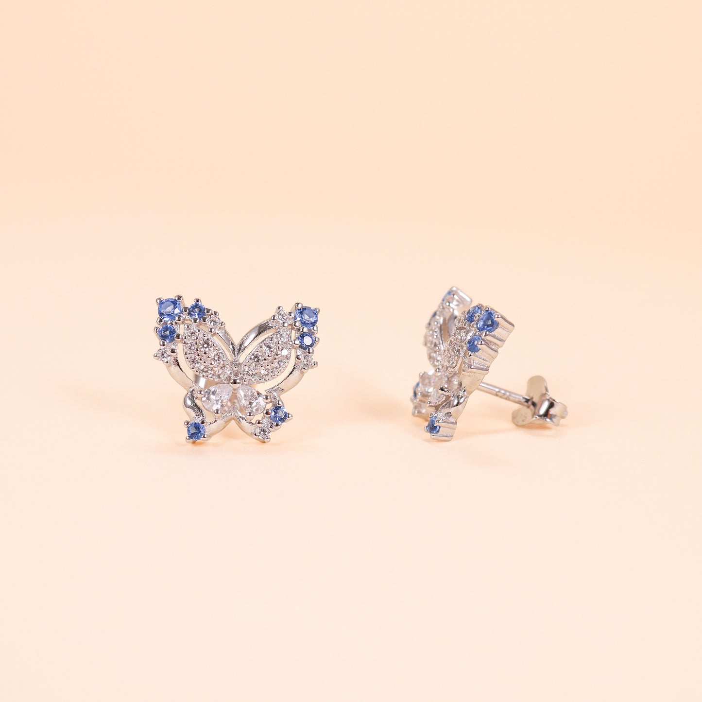 LVE021 Blue Sapphire Butterfly Earrings