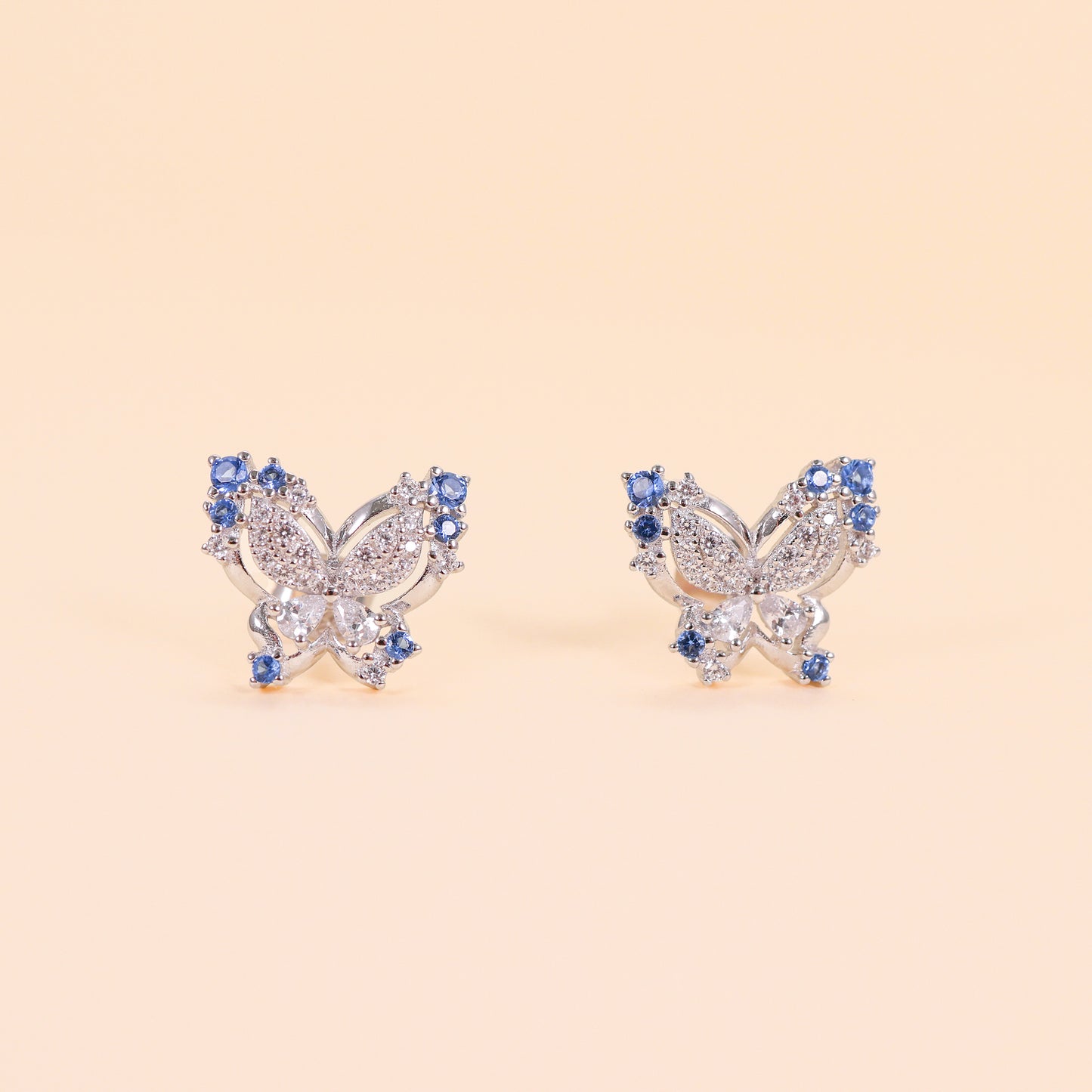 LVE021 Blue Sapphire Butterfly Earrings