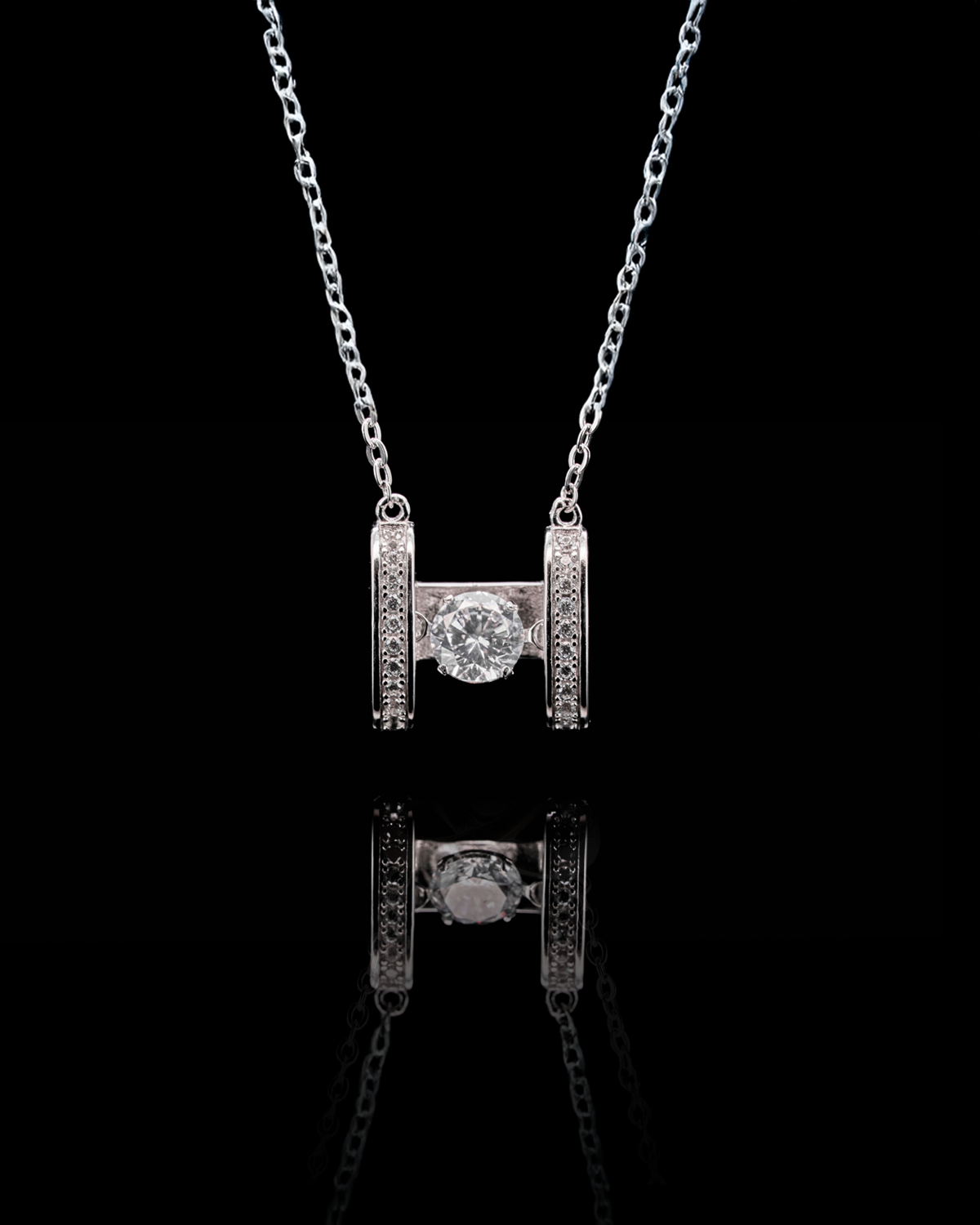 LVN075 FLOATING H-SHAPED DANCING STONE NECKLACE