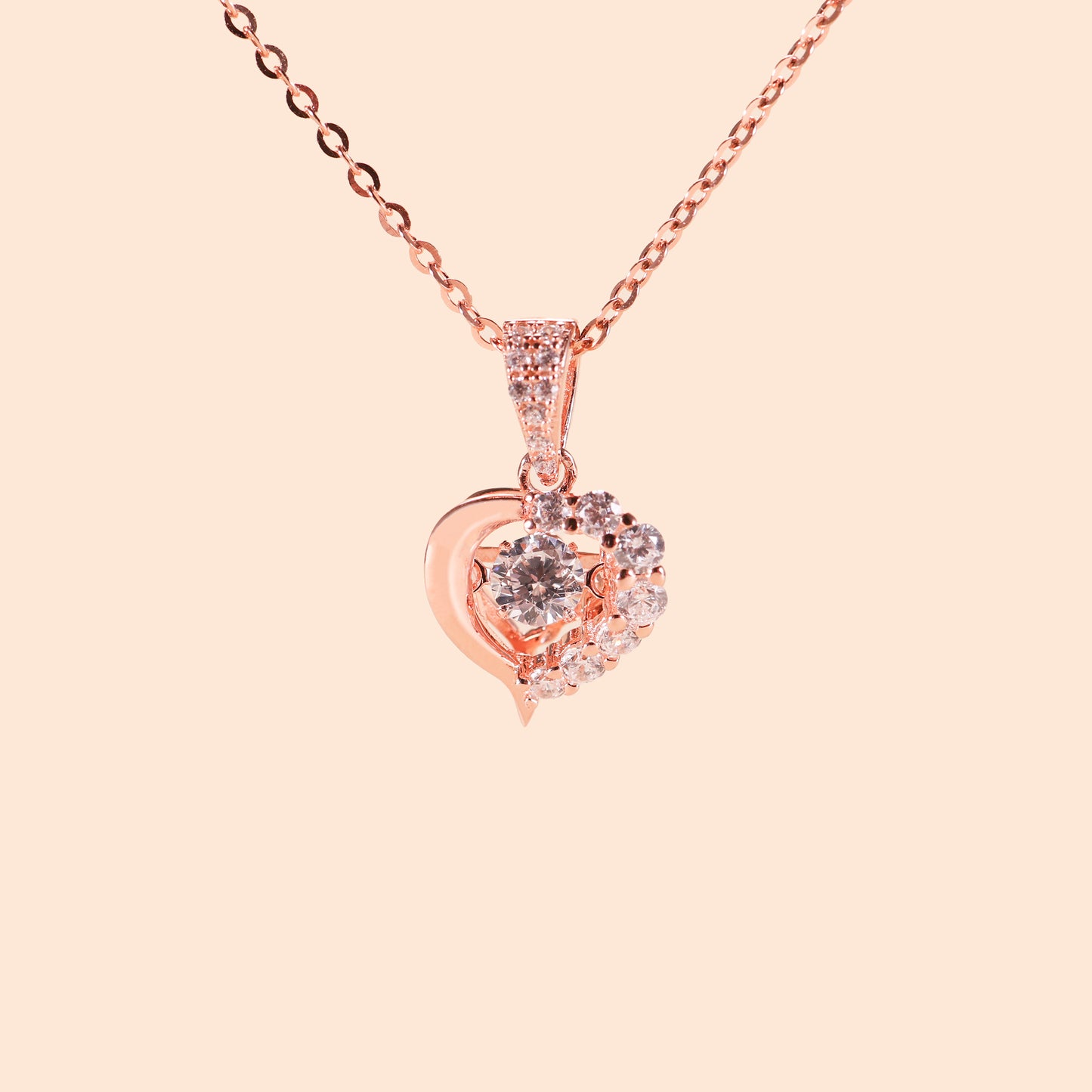 LVN008 Sparkling Heart Dancing Stone Necklace