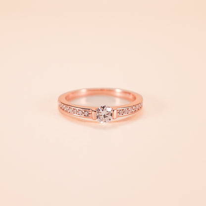 LVR004 Champagne Gold Solitaire Ring