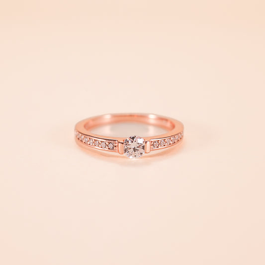 LVR004 Champagne Gold Solitaire Ring